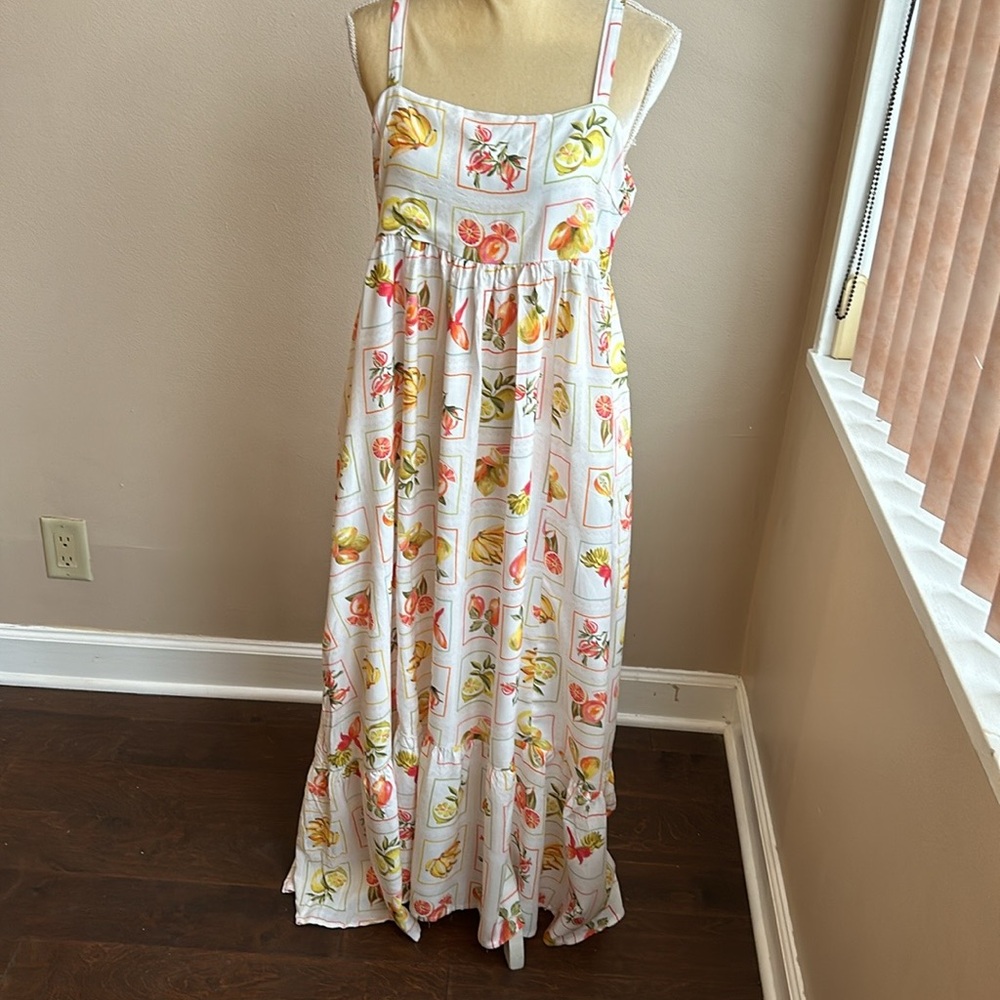 Paper Heart Womens Spring Summer Dress Sz L Fruits Floral New - Picture 1 of 3